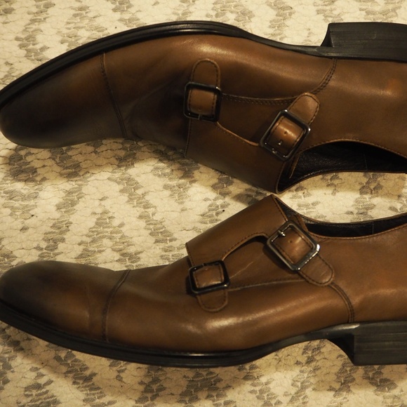 Express leather cap toe double monk strap main image 4